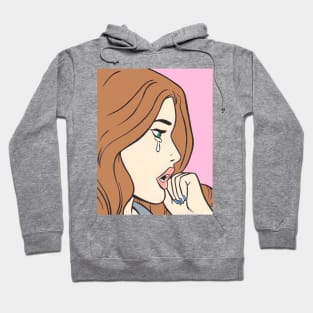 Brunette Crying Comic Girl Hoodie